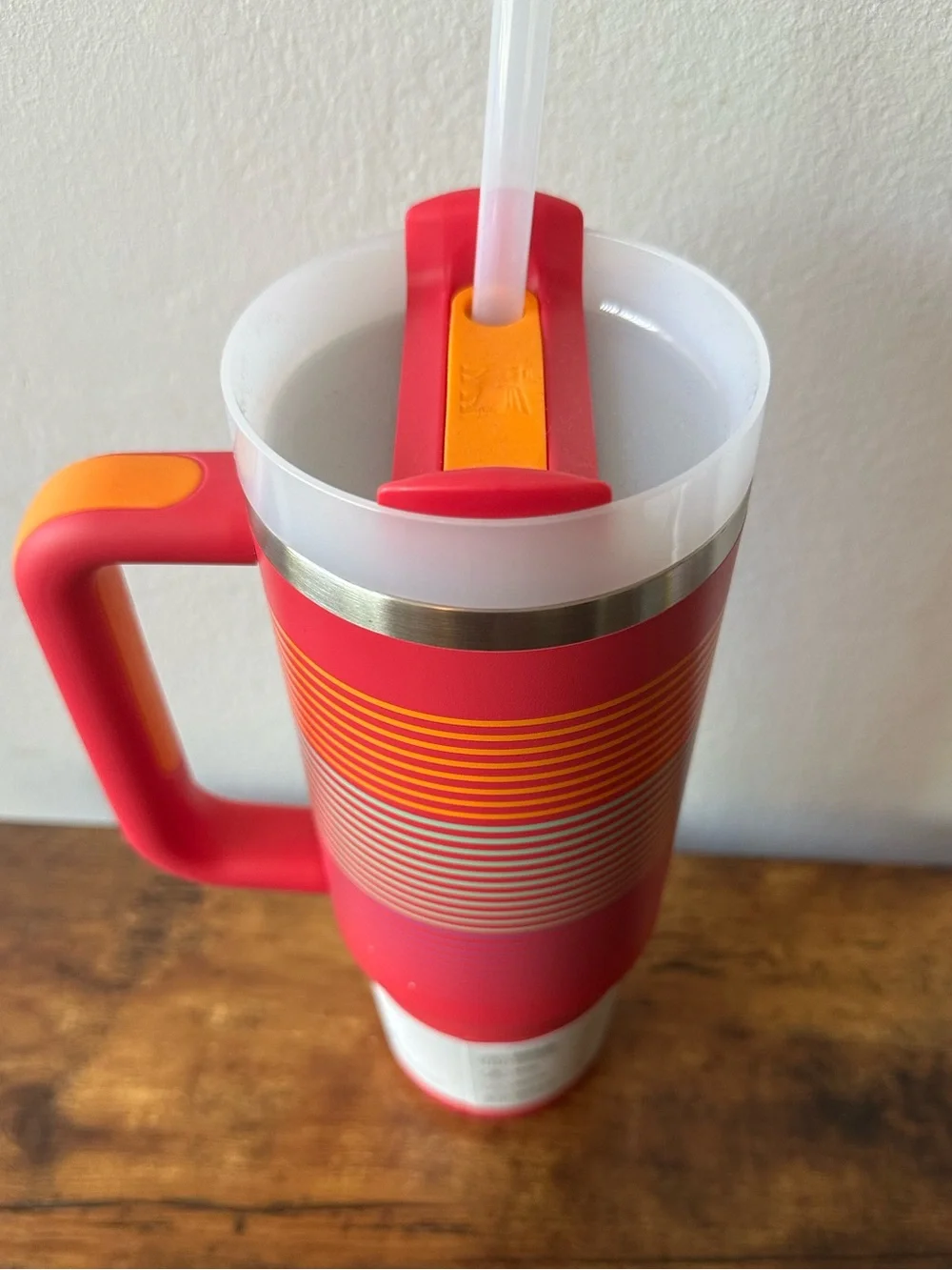 Stanley Retro Style Quencher H2.0 Tumbler Cup Lid & Straw Pink Orange 30oz NWT